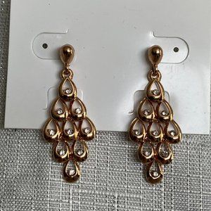 Gold with CZ Drop Earrings EUC
